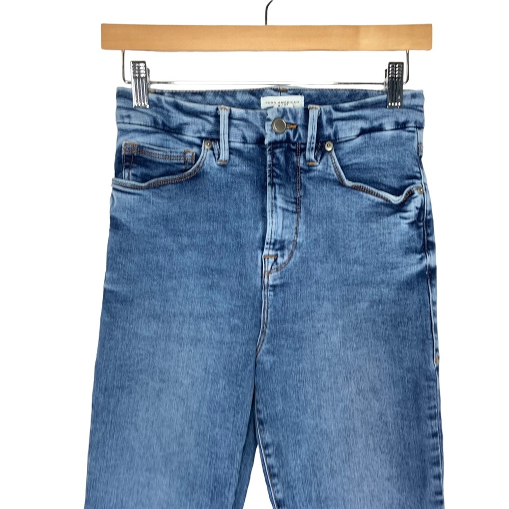 Good American Womens Good Waist Crop Jeans Sz 4 Blue High Rise Stretch - Picture 4 of 9